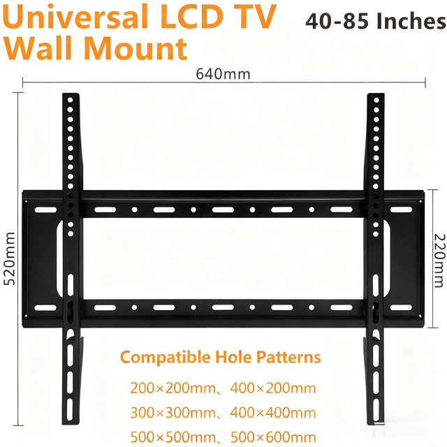 Low Profile Fixed Wall Mount Bracket Heavy Duty Steel Construction for Universal Large TVs 40 85