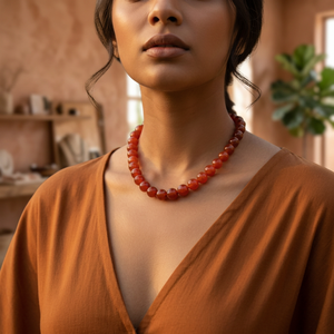 Women's Carnelian Beaded Necklace Bohemia Style <b>Silver</b> Plated Religious Flower Shape Party Wear Jewelry - Product Image 3
