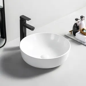 Özel lavabo da appoggio tondo beyaz yuvarlak seramik kase yalak banyo lavaboları masa üstü lavabo lavabo