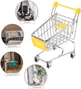Carrito de Compras de Juguete con Ruedas y Rejillas, Simulación de Carrito de Supermercado, Modelo Metálico Decorativo para el Hogar - Product Image 4