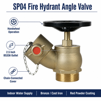 Robinet d'angle en fonte de bronze pour hydrant d'incendie avec volant et sortie latérale, et raccord de tuyau d'incendie BS336