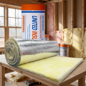 Rouleaux d'isolation en fibre <span class=keywords><strong>de</strong></span> <span class=keywords><strong>verre</strong></span> avec feuille métallique pour toiture <span class=keywords><strong>120mm</strong></span> 140mm 160mm, isolation en <span class=keywords><strong>laine</strong></span> <span class=keywords><strong>de</strong></span> <span class=keywords><strong>verre</strong></span>, rouleau/couverture pour murs et plafonds - Product Image 1