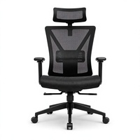 Chaise de bureau ergonomique Yazhi noire à dossier haut, dossier en maille, pivotante, avec accoudoirs réglables et soutien lombaire pour le bureau