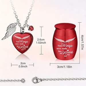 Collier urne populaire en acier inoxydable en forme de cœur, <span class=keywords><strong>pot</strong></span> à cendres commémoratif funéraire pour animaux de compagnie (chats, chiens), multicolore et personnalisable - Product Image 3