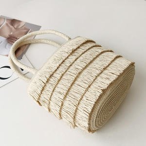 Designer <span class=keywords><strong>Raffi</strong></span> Fashion Crochet Paille Tissage Sac à Main avec Gland Cordon Fermeture Portable Femmes Sac de Plage Été - Product Image 6