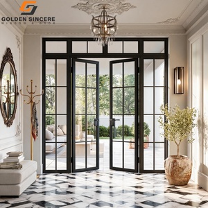GS Slim <b>Frame</b> Crittall Style Aluminum Glass Doors Modern Black Aluminum <b>Swing</b> French Casement Door - Product Image 3