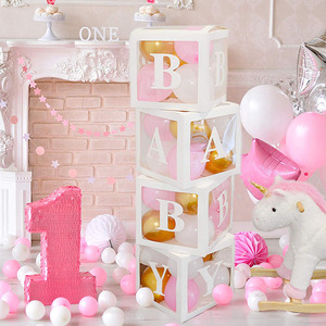 Set di Palloncini in Foil Blu e Rosa con Scatole Trasparenti Nicro, per Baby Shower, Compleanno, San Valentino, Ecologici - Product Image 1