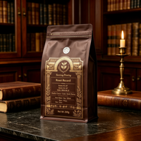 Sachet de café imprimé en héliogravure personnalisé, à fond plat, avec huit soudures latérales, valve de dégazage et fermeture éclair, pour sac de grains de café premium