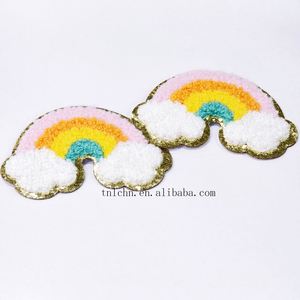 Custom Towel Embroidery High Quality Iron-<b>on</b> or <b>Sew</b>-<b>on</b> Towel <b>Patches</b> Embroidery Chenille <b>Patches</b> - Product Image 5