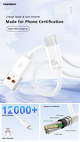 Kabel USB Type-C 6A Super Cepat Pengisian Daya, Micro USB untuk Earphone, Harga Murah, Terbuat dari Tembaga Murni, Laris Manis