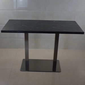 Mármol de superficie sólida y piedra de cuarzo Mesa de comedor provincial francesa Muebles de restaurante negros - Product Image 2