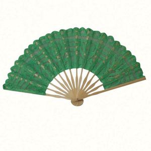 Éventail en dentelle coloré de 27 cm, personnalisé, à tenir à la main, avec bâtonnets en bambou, pour décoration de mariage et soirées dansantes - Product Image 2