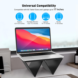 PU Portable Leather Adjustable Laptop Riser Stand for <b>Desk</b> Holder Riser for Lap Bed Travel - Product Image 2