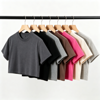 T-shirts pour femmes avec logo personnalisé, vente en gros, crop top en coton doux avec strass et impression, 100% coton