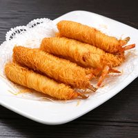Vente en gros de rouleaux de crevettes surgelées enveloppés de vermicelles, apéritif croustillant de fruits de mer pour la restauration et la vente en gros