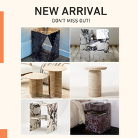 Table d'appoint ronde en travertin avec socle en marbre durable pour le salon