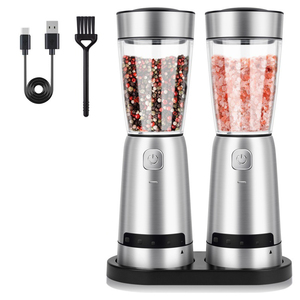 Ensemble d'ustensiles de cuisine, base de charge USB électrique pour moulin à sel et à poivre en acier inoxydable, boîte de rangement pour vaisselle de camping et d'extérieur, écologique - Product Image 4