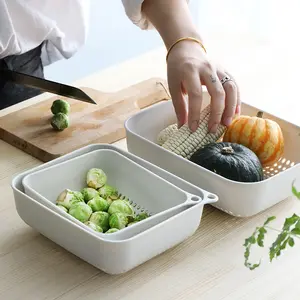 キッチンプラスチック野菜洗浄収納バスケットは一時停止可能タイプフルーツシンクドレンバスケット