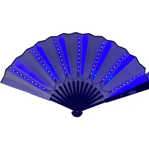 Новый дизайн, светодиодный ручной вентилятор, складной светящийся бамбуковый декоративный вентилятор для вечеринки