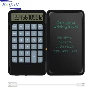 12-значный большой дисплей, перезаряжаемый карманный офисный Настольный калькулятор с ЖК-стираемым проводным планшетом