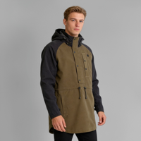 Veste longue imperméable pour homme, coupe-vent, respirante, en polyester/nylon ripstop jacquard, pour l'automne, avec demi-zip