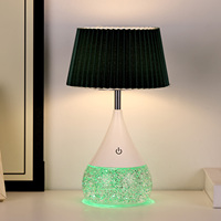 Lampe de bureau LED moderne Empire avec abat-jour en tissu, contrôle tactile, température de couleur réglable (2700-5400K), batterie rechargeable, Cloudy