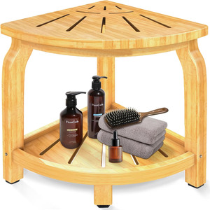 Siège de douche d'angle étanche avec étagère de rangement pour salle de bain - Product Image 1