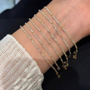 Pulsera de tenis estilo hip hop Galaxy de oro macizo de 18K con diamantes cultivados en laboratorio certificados por IGI, cadena fina para uso diario en la oficina y fiestas de cóctel - Product Image 1