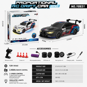 Coche de Carreras RC 1:20 con Luces LED, 4WD, Control Remoto de 2.4ghz, Juguete Recargable para Niños, Diversión al Aire Libre, Regalo - Product Image 3