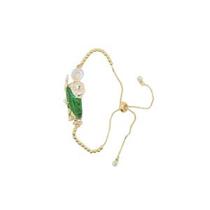 Saint Jude Hope Chain Esmalte verde Milagros Pulsera de eslabones cubanos de oro para Hip Hop Faith 12cm Estilo religioso cristiano ajustable - Product Image 3