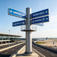 Señalización de Aeropuerto Regional con Estructura de Acero Vertical Estrecha, Indicando el Camino, Torre Marcaada con Estructura de Acero de Forma Especial