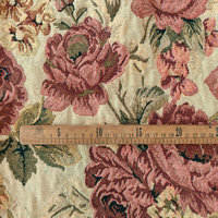 Tissu Jacquard Floral Rose Teint en Fil Premium Caizi, 70% Polyester 30% Coton, pour Tapisserie, Rideaux et Textiles de Maison