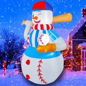 6 फीट बेसबॉल स्नोमैन इन्फ्लैटेबल क्रिसमस सजावट आउटडोर पार्टी आभूषण क्रिसमस आपूर्ति मजेदार सजावट