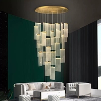 Lustre sur mesure pour hall d'hôtel, design moderne et luxueux, luminaire suspendu rectangulaire en acrylique LED, cadre en fer, garantie 2 ans