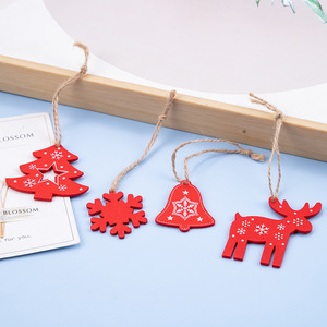 Juego de Adornos Colgantes de Madera Navideños con Cuerda, Copo de Nieve, Reno, Campana, Santa Claus, Decoración para Árbol de Navidad - Product Image 5