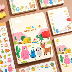 notebook Imitation Leather Cover Cute Animal Design Good Luck Theme Hardcover Sewing Binding Digital Printing - Product Image 5