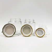 Pot de conservation carré en verre transparent avec couvercle à vis, récipient en verre vide pour miel, confiture, épices, noix, aliments secs, emballage