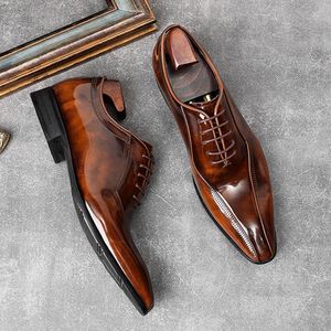 Luxury Designer Genuine Leather <b>Pointed</b> Toe Spring Men's Office Breathable Lightweight Anti-Slip Custom Logo Dress Shoes - Product Image 1