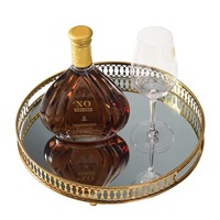 Plateau de parfum de plaque d'affichage de bijoux en verre de miroir uni de petite taille et plateaux de stockage de boucle d'oreille