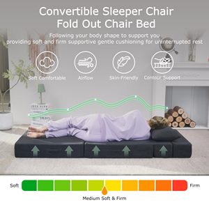 Темно-серый раскладной диван-кровать 4-в-1: современный напольный футон-диван с поролоновым матрасом для гостиной, гостевой комнаты, квартиры - Product Image 5