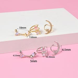 Boucles d'oreilles réglables en acier inoxydable avec clip de lune Creative Simple Left <span class=keywords><strong>Ear</strong></span> Cuff Non-Piercing <span class=keywords><strong>Ear</strong></span> <span class=keywords><strong>Stud</strong></span> <span class=keywords><strong>Set</strong></span> Trendy for Women Men Gift - Product Image 3