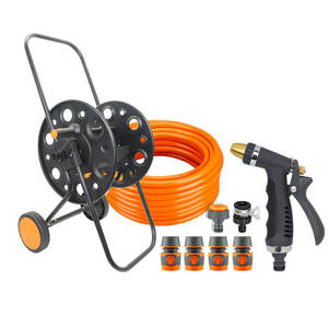 Nouvelle mise à niveau Rail <span class=keywords><strong>de</strong></span> guidage PP <span class=keywords><strong>enrouleur</strong></span> <span class=keywords><strong>de</strong></span> tuyau avec poignée Portable jardin facile à rétractable voiture Pet lavage eau tuyau bobine ensembles - Product Image 2