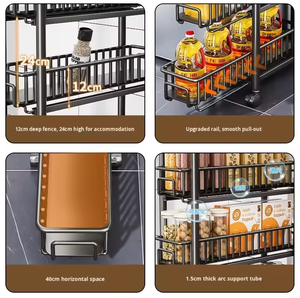 Estante de almacenamiento rodante de espacio estrecho, gabinete organizador de baño de cocina extraíble delgado <span class=keywords><strong>con</strong></span> ruedas, estante de acero al carbono multicapa - Product Image 6