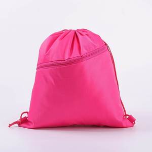 Sac à cordon promotionnel en polyester 210D, sac à dos de sport, sac de sport à cordon avec poche zippée - Product Image 1