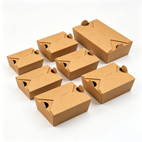 Boîtes en papier kraft en gros pour plats à emporter, contenants jetables pour la restauration rapide, boîtes en papier brun personnalisées imprimées