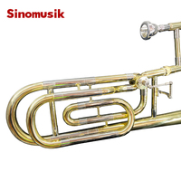 Sinomusik Factory Gold Silver Gold+Silver Lacquer Toned Bb/F Key Toned Professional Trombone Brasswind Musical Instrument