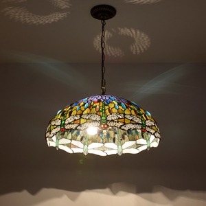 20 pollici nordic moderno blu libellula soffitto pendente luce Tiffany in vetro colorato sala da pranzo <span class=keywords><strong>corridoio</strong></span> villa camera da letto <span class=keywords><strong>lampadario</strong></span> - Product Image 2