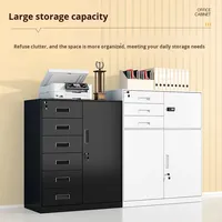 Armoire à dossiers en acier avec 4 tiroirs, serrure ignifuge, rangement de bureau bas, organisateur de documents d'archives, design simple et épaissi