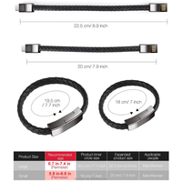 Bracelet-câble de charge USB Type C Micro avec PU et alliage d'aluminium, charge rapide 2A pour iPhone et ordinateur