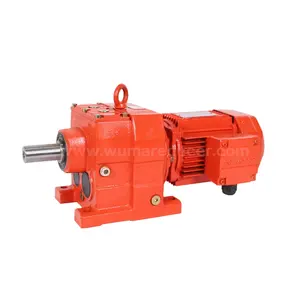 R Series Gear Motor Rotary Gearbox Foot Mounting Inline Helical Speed Gearbox Reducer with Shaft